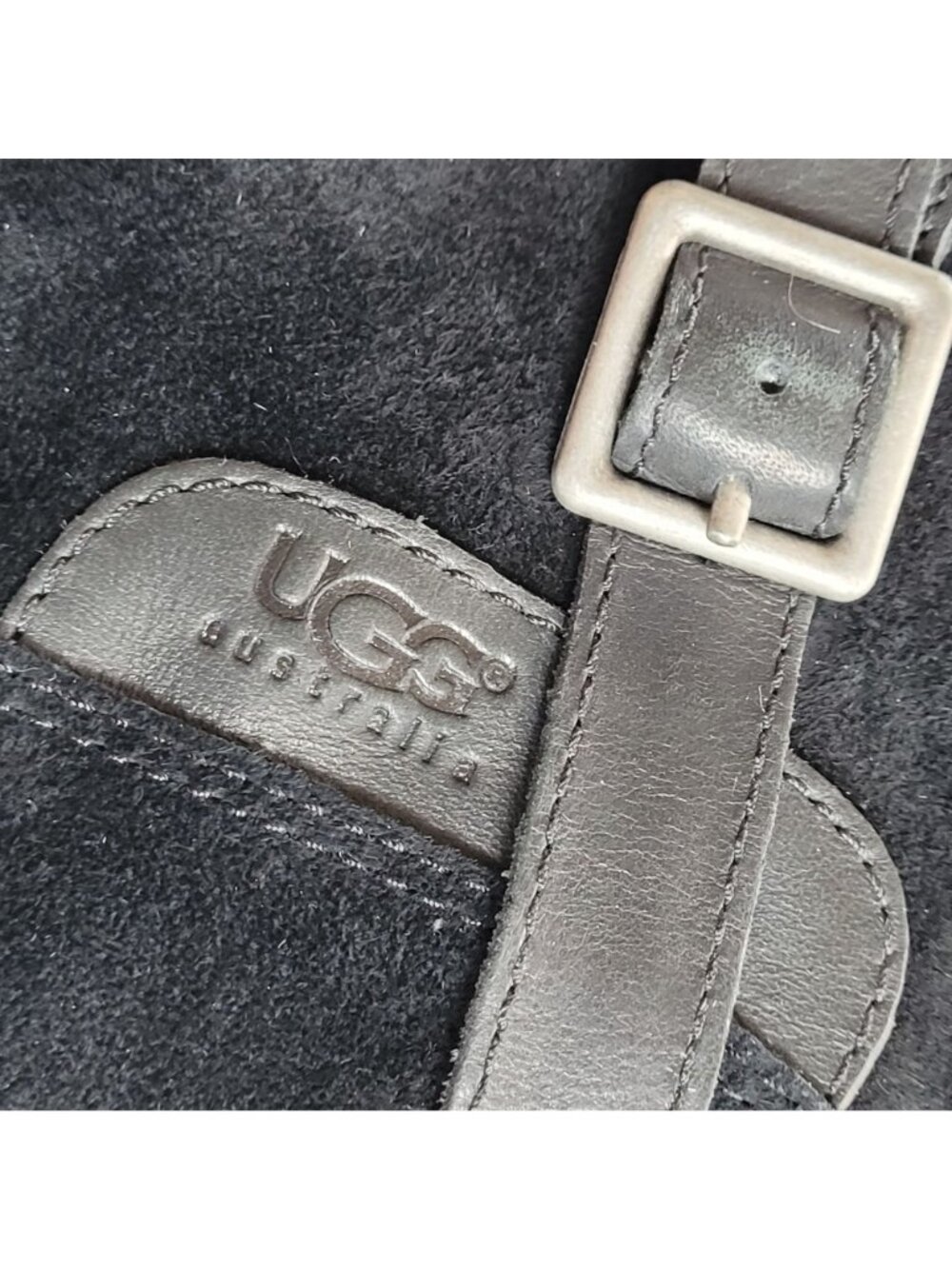 Ugg Australia Endell Womens 7.5 Black Suede Shearling Lined Moto Boots 9" NICE - Picture 13 of 16